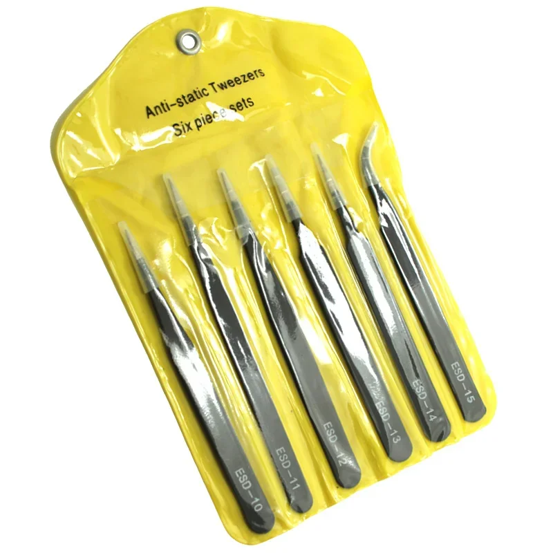 Diy Electronics Soldering Kit - 6PCS Precision Tweezers Set ESD Anti