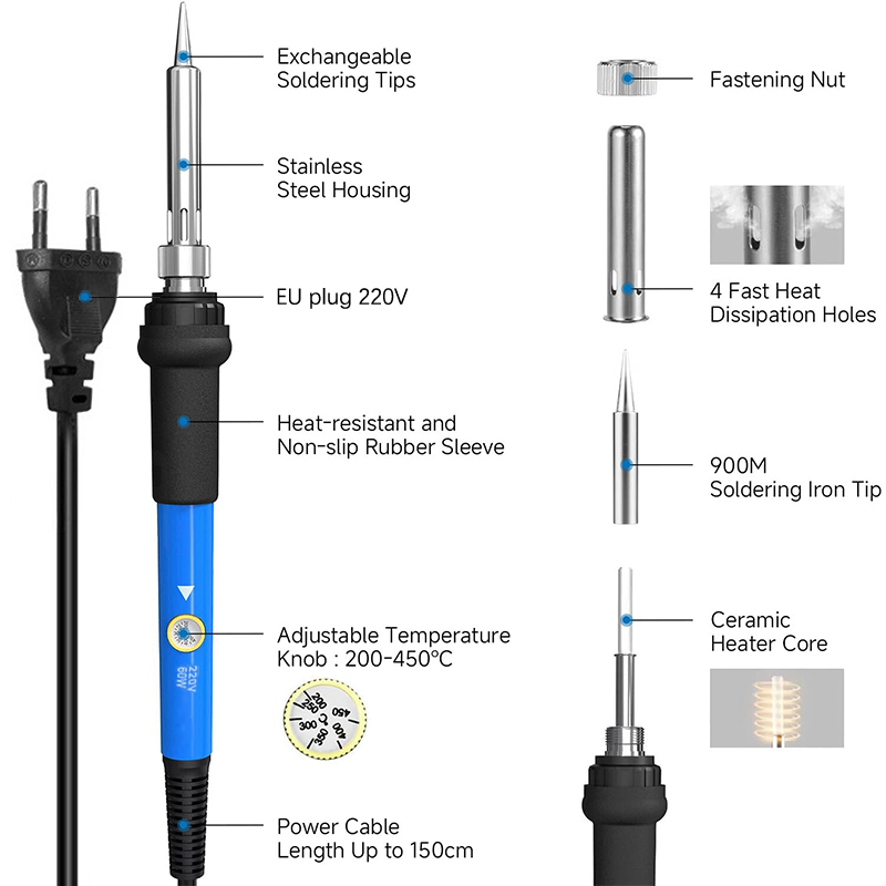 Adjustable Temp 220V 60W Elect - Diy Electronics Soldering Kit reseña y precio