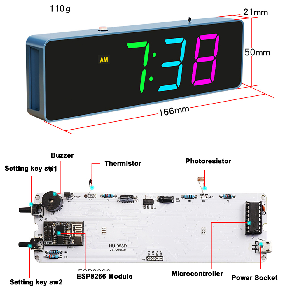 ESP8266 IoT Colorful WiFi Cloc - Diy Electronics For Beginners reseña y precio