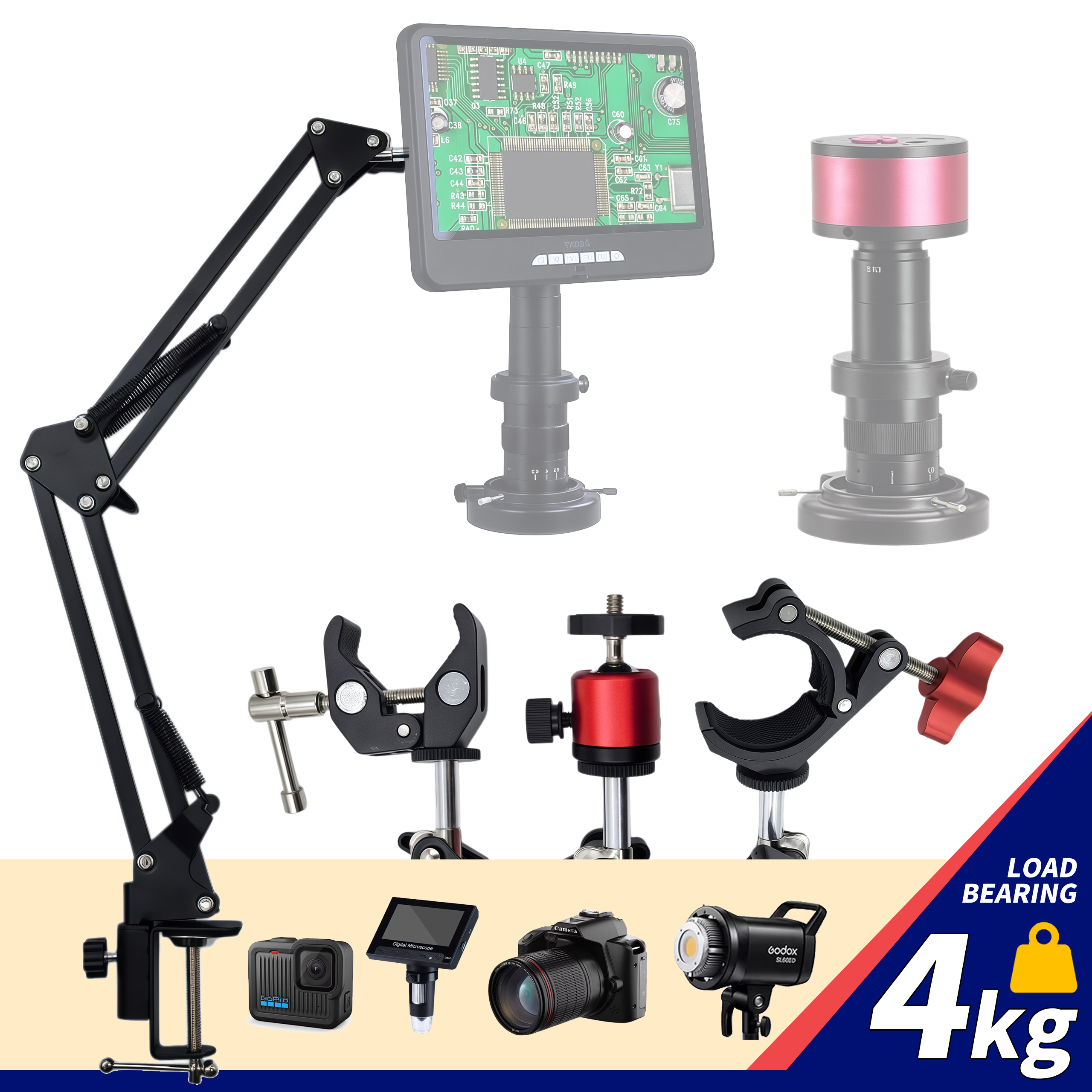 Adjustable Microscope Stand 4k - Diy Electronics Microscope reseña y precio
