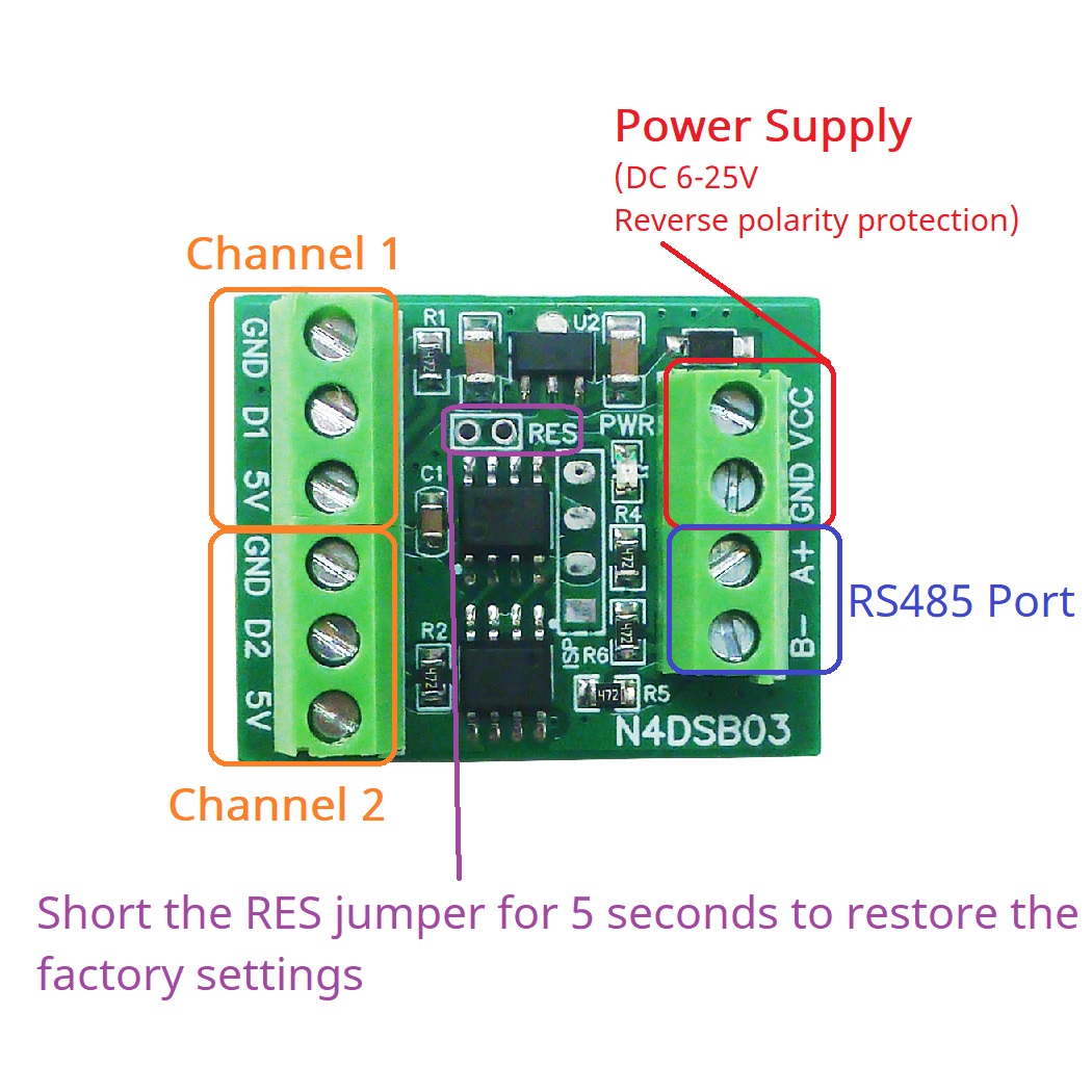 2CH RS485 Modbus  -55 to +125C - Ds18B20 Temperature Sensor reseña y precio