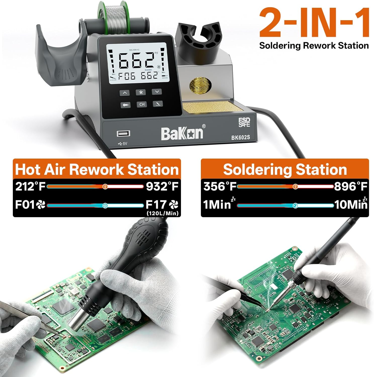 2-in-1 Soldering Iron Hot Air  - Diy Electronics Workstation reseña y precio