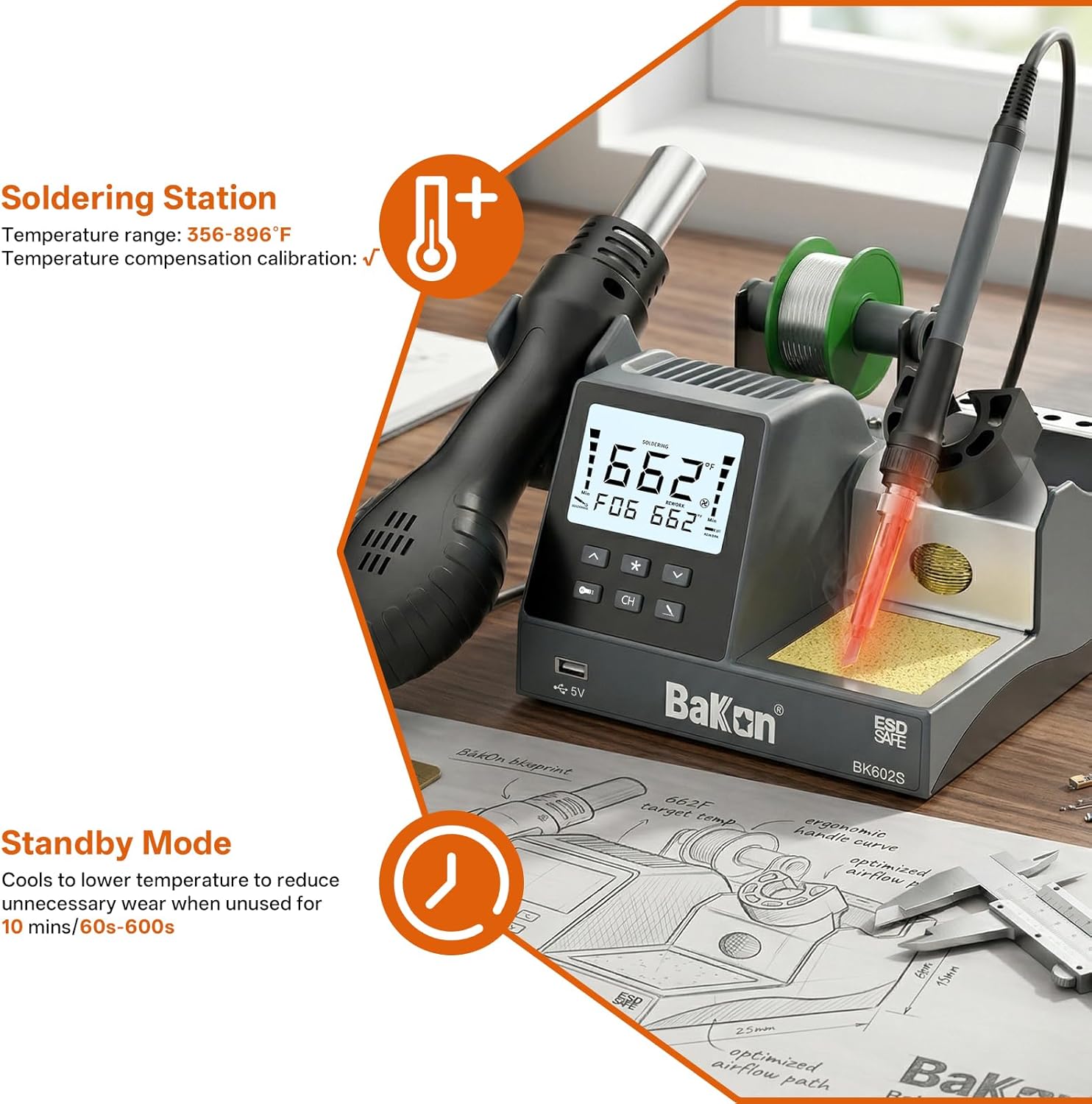 2-in-1 Soldering Iron Hot Air  - Diy Electronics Workstation reseña y precio