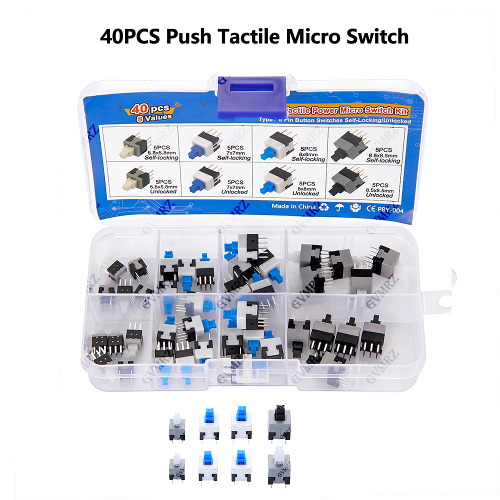 40PCS 8Values Push Tactile Mic - Diy Electronics For Beginners reseña y precio