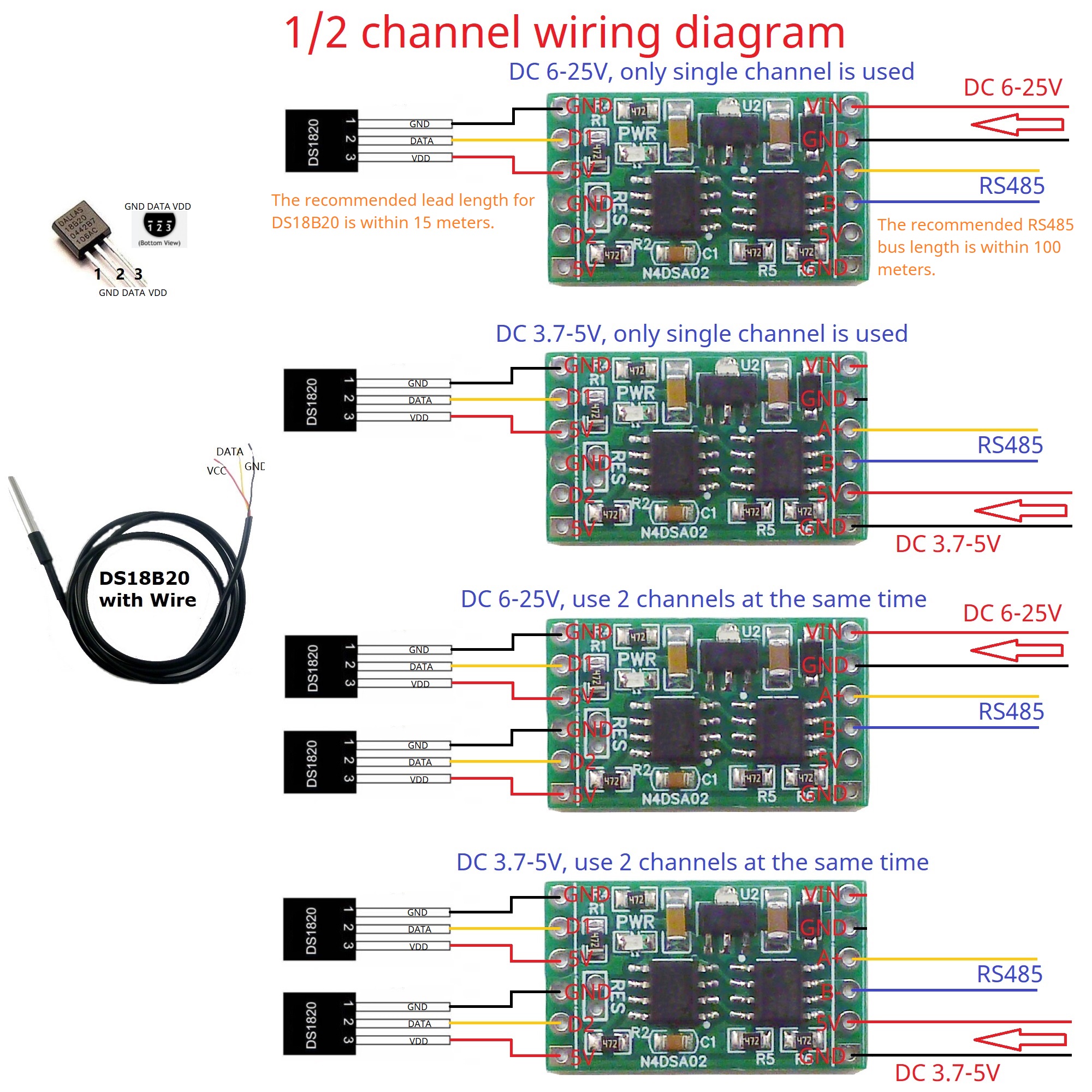 DS18B20 RS485 Adapter Board fo - Ds18B20 Temperature Sensor reseña y precio