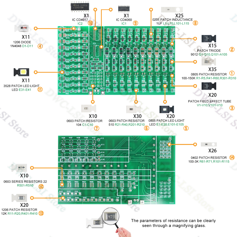 SMD/SMT 14 Types Of 240 Patch  - Pcb Etching Kit reseña y precio