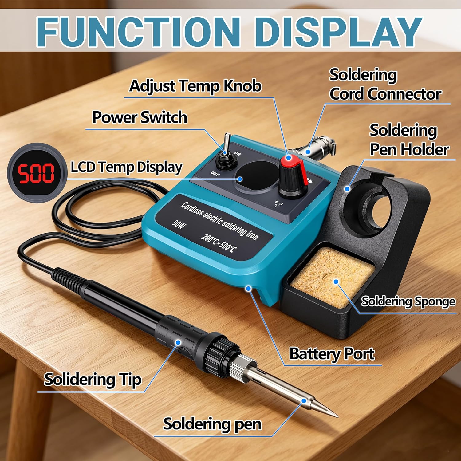 90W LED Digital Cordless Solde - Diy Electronics Soldering Kit reseña y precio