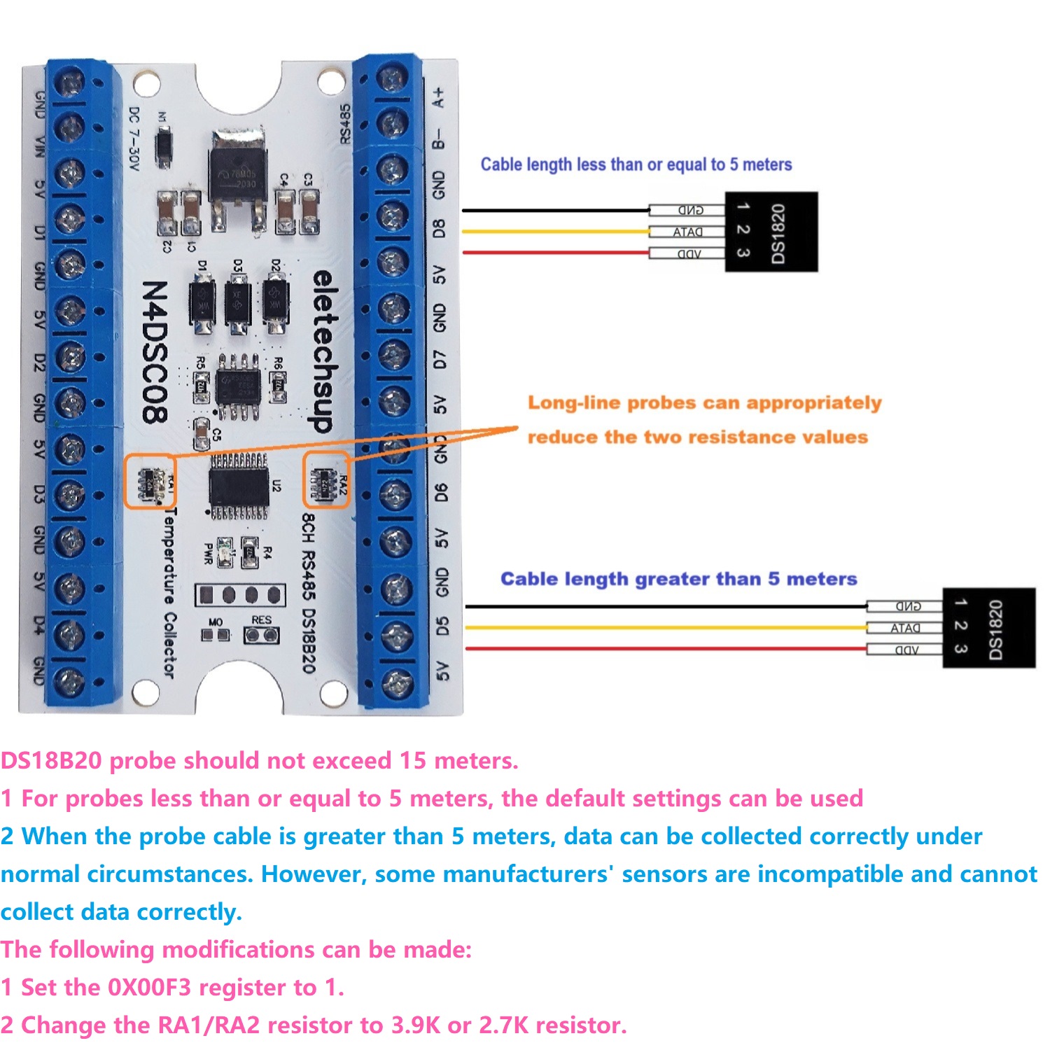 Modbus RS485 Analog IO Module  - Ds18B20 Temperature Sensor reseña y precio