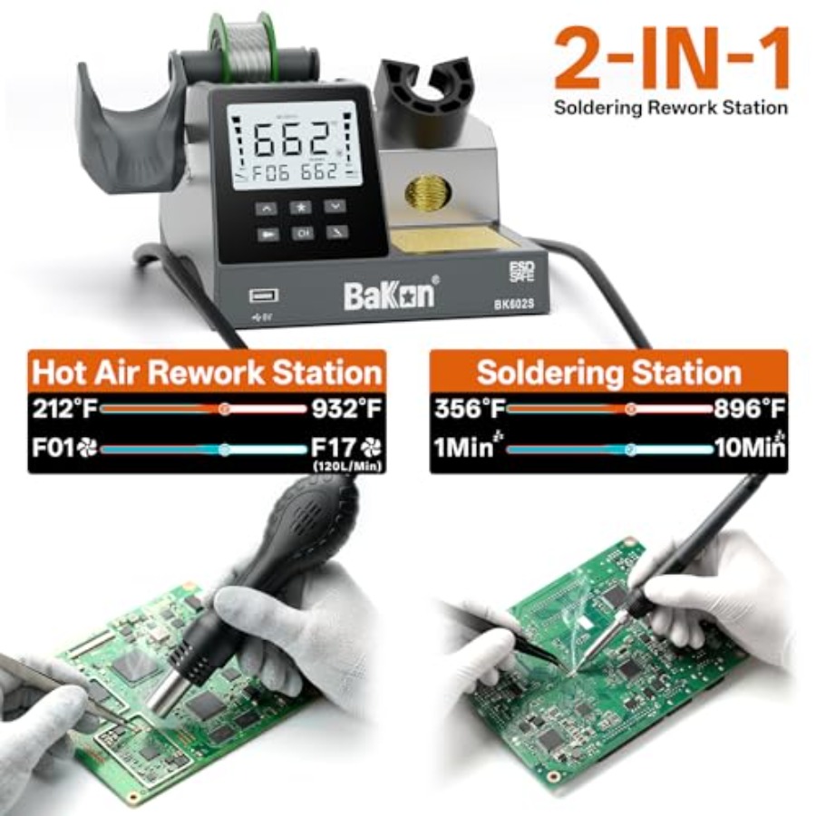BK602S 2 in1 Soldering Iron Ho - Diy Electronics Workstation reseña y precio