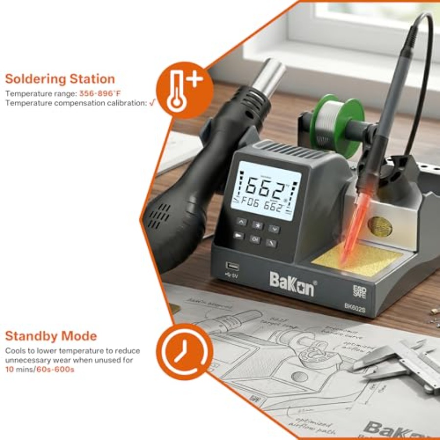 BK602S 2 in1 Soldering Iron Ho - Diy Electronics Workstation reseña y precio