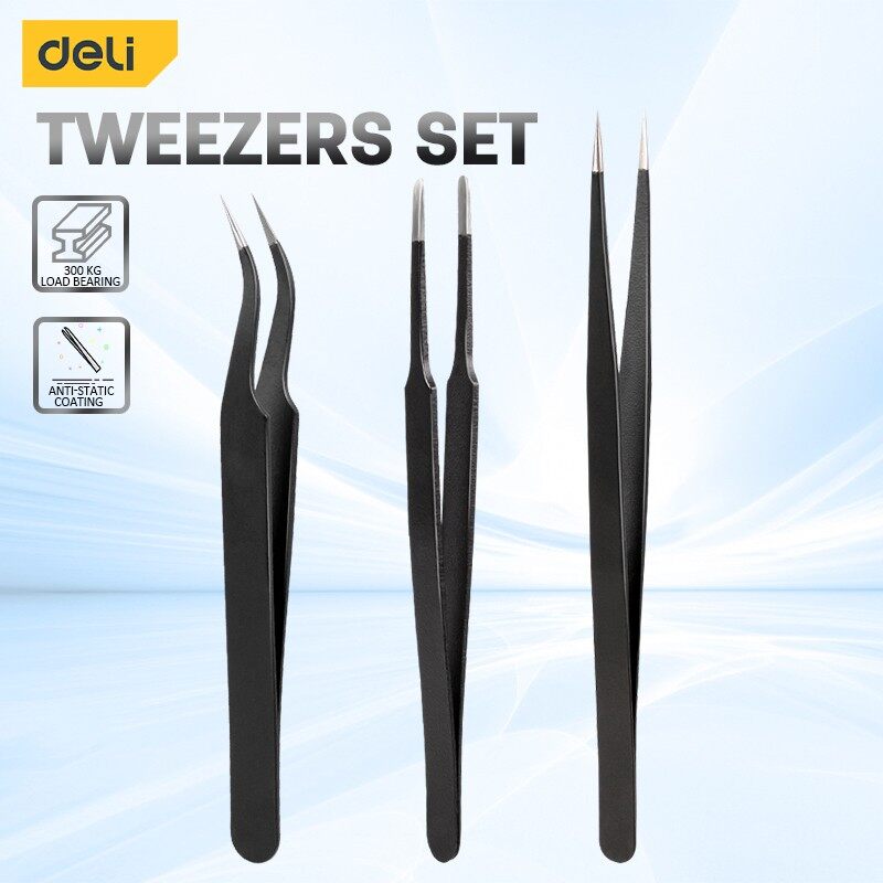 Deli 3PCS Tweezers Set Upgrade - Diy Electronics Soldering Kit reseña y precio