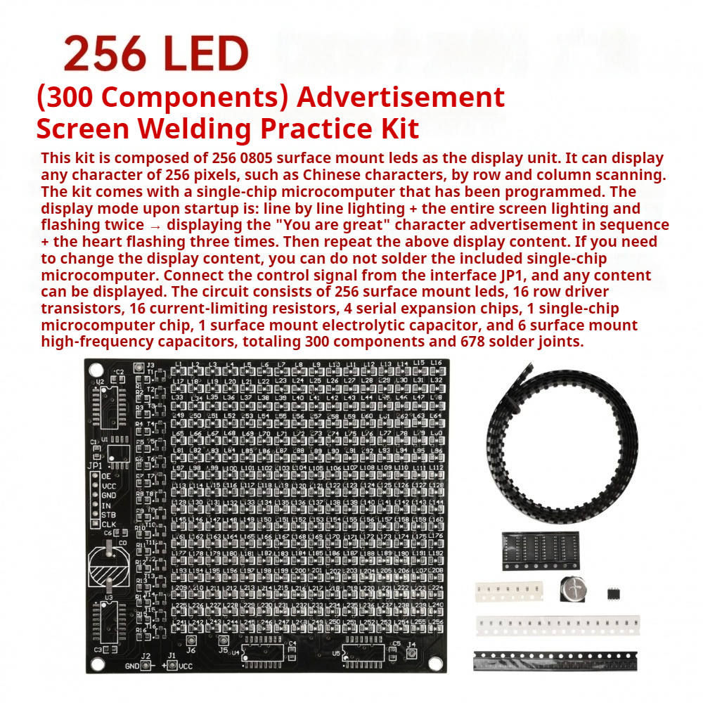 64/256 LED SMD Dot Matrix Adve - Diy Electronics Soldering Kit reseña y precio